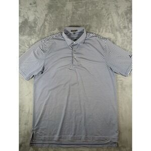 Peter Millar Shirt Mens Large Blue White Striped‎ Summer Comfort Polo Logo